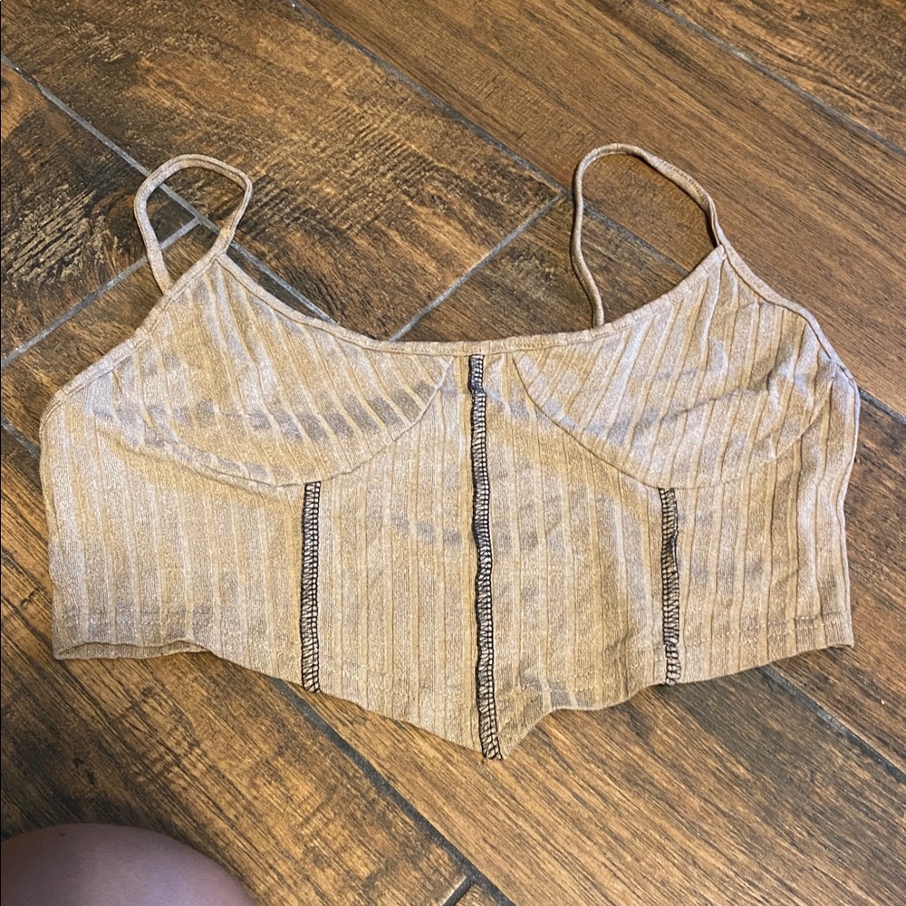 SHEIN Gold Striped Crop Top